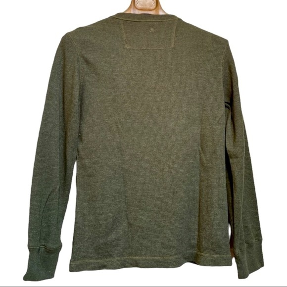 G.H.BASS & CO. Solid Waffle-Knit 3Button Men’s Henley Thermal Army Shirt Size S - Picture 3 of 11